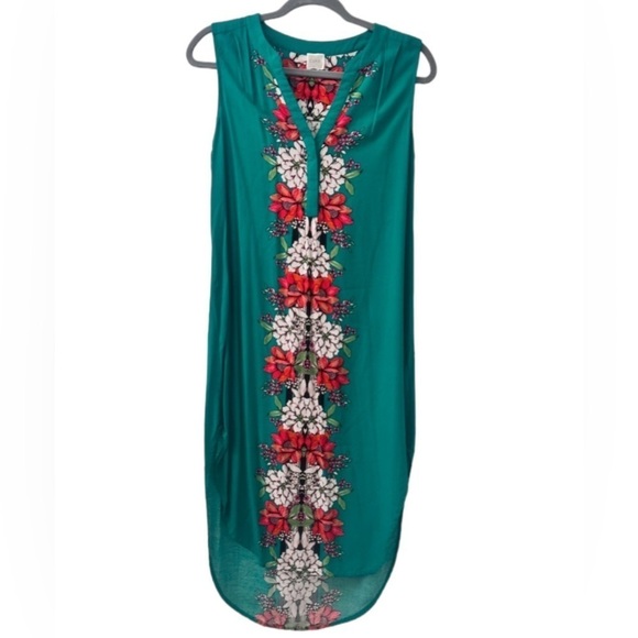 Cupio Green Floral Shirt Midi Dress Size S - Picture 1 of 12